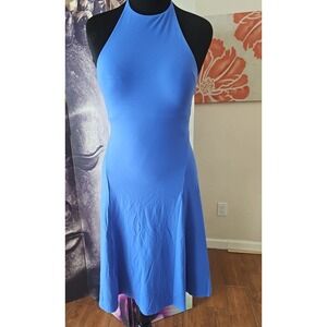 SUSANA MONACO Blue Stretch Sleeveless Halter Fit & Flare Dress Size M‎